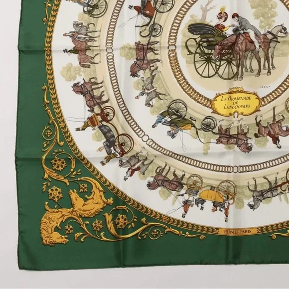 Hermes Carre 90 La Prominade De Longchamps A Walk To Longchamp Silk Scarf